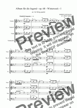 page one of Album für die Jugend - op. 68 - Winterszeit - I - arr. for String quartet