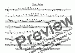 page one of double bass scales - ENTIRE RANGE - major scales only