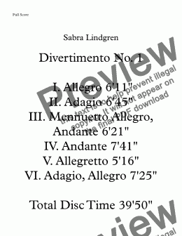 page one of Divertimento No. 1 I. Allegro