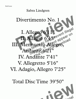 page one of Divertimento No. 1 III. Mennuetto Allegro, Andante