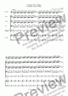page one of Concerto in C Major for mandolin, strings & continuo RV 425
