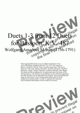 page one of Duets 1-3 from 12 bassoon duets - Twelve duets by Mozart, KV 487
