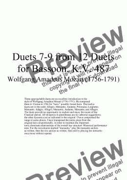 page one of Duets 7-9 from 12 bassoon duets - Twelve duets by Mozart, KV 487