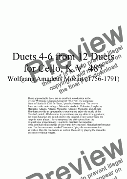page one of Duets 4-6 from 12 cello duets - Twelve duets for violoncello by Mozart, KV 487