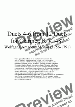 page one of Duets 4-6 from 12 clarinet duets - Twelve duets by Mozart, KV 487
