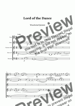 page one of Lord of the Dance - Woodwind Quintet
