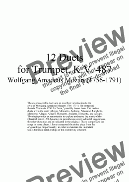 page one of Duets 1-3 from 12 trumpet duets - Twelve duets by Mozart, KV 487
