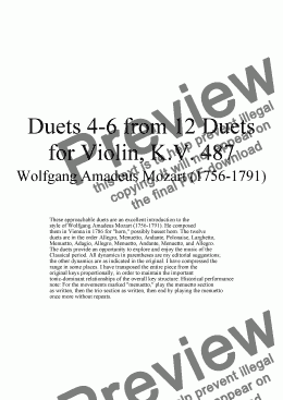 page one of Duets 4-6 from 12 violin duets - Twelve duets by Mozart, KV 487