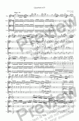 page one of Haydn Flute Quartet in D