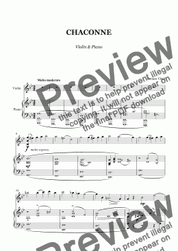page one of Vitali - Chaconne - Violin and Piano