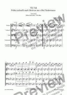 page one of Tik-Tak (Ticktack / Tick-Tock) (Fledermaus / The Bat) (For Strings)