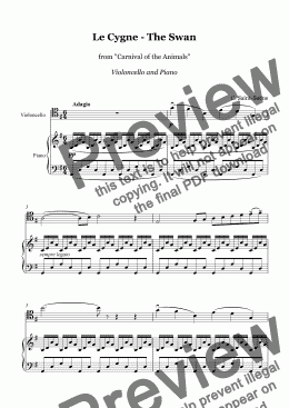 page one of Saint-Sans - The Swan - cello and piano