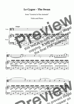 page one of Saint-Sans - The Swan - viola and piano