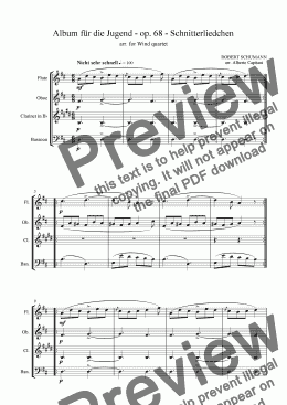 page one of Album für die Jugend - op. 68 - Schnitterliedchen - arr. for Wind quartet