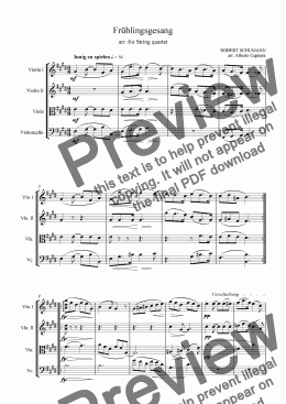 page one of Album für die Jugend - op. 68 - Frühlingsgesang - arr. for String quartet