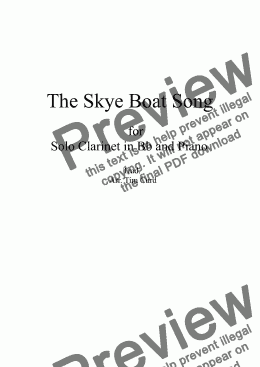 page one of The Skye Boat Song. For Solo Clarinet in Bb and Piano
