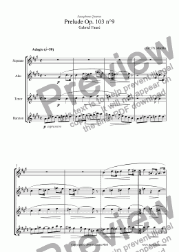 page one of Fauré - Prelude No9 Op. 103 (Sax Quartet)