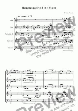 page one of Humoresque No.4 in F Major