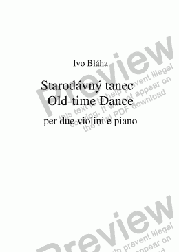 page one of STARODÁVNÝ TANEC - OLD-TIME DANCE per due violini e piano
