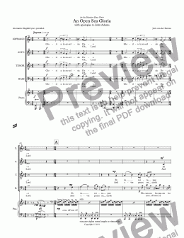 page one of An Open Sea Gloria (choir SATB + piano)