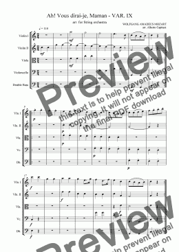 page one of Ah! Vous dirai-je, Maman - KV 265 - VAR. IX - arr. for String orchestra