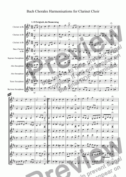 page one of Bach Chorales Harmonisations for Clarinet Choir