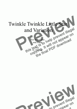 page one of Twinkle Twinkle Little Star and Variation for Cello and Piano