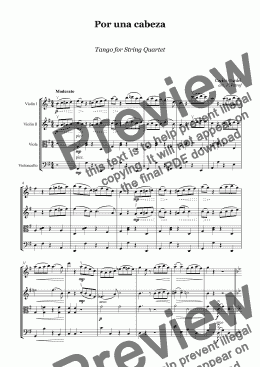 page one of Gardel - Por Una Cabeza - string quartet