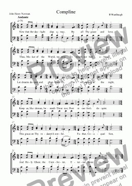 page one of John Henry Newman: Now that the daylight dies away (SATB)