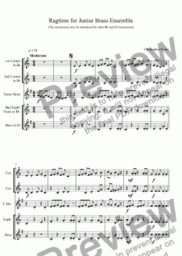 page one of Ragtime for Junior Brass Ensemble