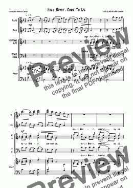 page one of Brooks-Davies: Holy Spirit, Come To Us (SATB choir + keyboard + fl, ob (or fl2))