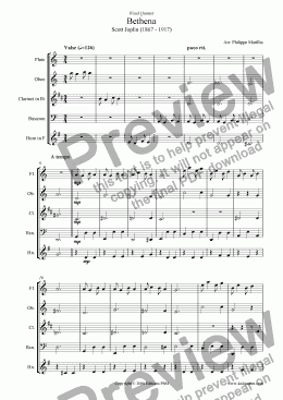 page one of Joplin - Bethena (Wind quintet)
