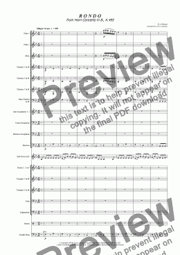 page one of Rondo from Horn Concerto K.495 (Concert Band) + mp3