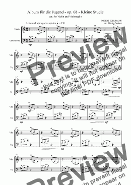 page one of Album für die Jugend - op. 68 - Kleine Studie - arr. for Violin and Violoncello