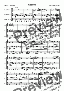 page one of Kuffner, Josef: Allegretto for clarinet trio
