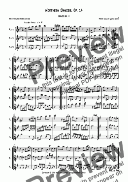 page one of Giuliani: Northern Dances, Op. 147, Dance no 4 (for flute trio)