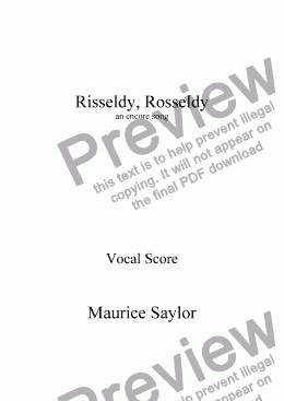 page one of Risseldy, Rosseldy: an encore song Vocal Score