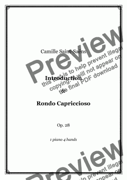 page one of Saint-Saens - Introduction and Rondo Capriccioso - 1 piano 4 hands