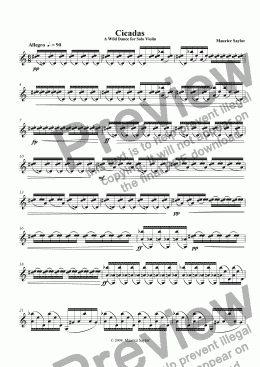 page one of Cicadas: A Wild Dance for Solo Violin (2004)