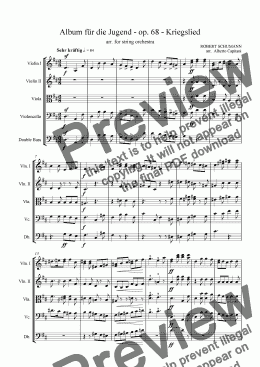 page one of Album für die Jugend - op. 68 - Kriegslied - arr. for string orchestra