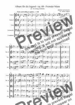 page one of Album für die Jugend - op. 68 - Fremder Mann - arr. for string orchestra