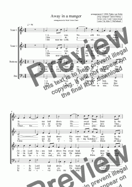 page one of Away in a manger - arr. for Male Voice Choir