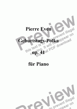 page one of Birthday Polka op. 41 for Piano