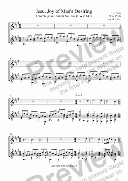 page one of Jesu, Joy of Man’s Desiring (Violin and Guitar)