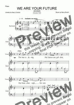 page one of We Are Your Future (piano score)