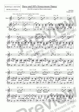 page one of Dave & Jill's Honeymoon Dance (piano duet) [2005]