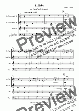 page one of Lullaby (Jnr School Brass Group)