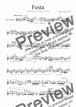page one of Festa - capriccio piccolo for tenor sax