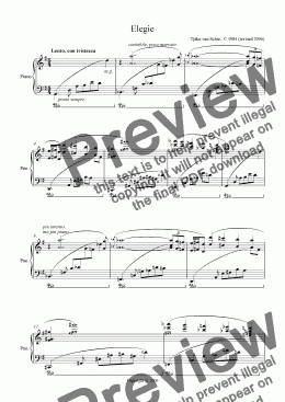 page one of Elegie - for piano
