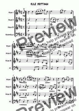 page one of Rule Brittania - Download sheet music